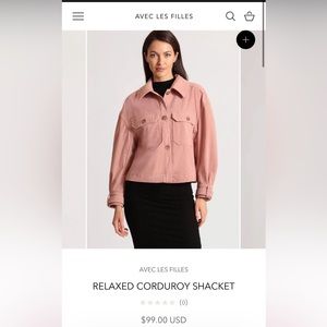 Corduroy dusty rose cropped shacket